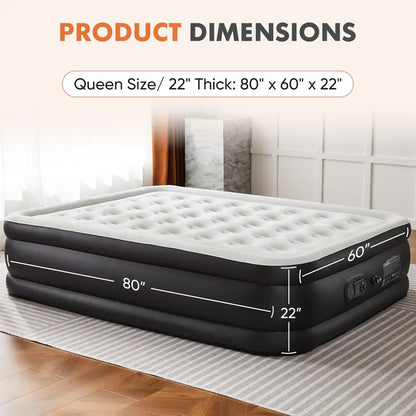 Sweetcrispy Air Mattress with Built-in Pump, 18" Double High Inflatable Bed, 660 lbs Capacity, Non-Slip Bottom, for Camping & Home