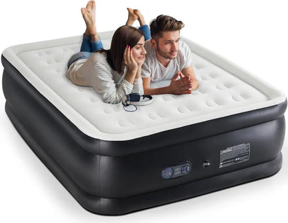 Sweetcrispy Air Mattress with Built-in Pump, 18" Double High Inflatable Bed, 660 lbs Capacity, Non-Slip Bottom, for Camping & Home