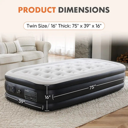 Sweetcrispy Air Mattress with Built-in Pump, 18" Double High Inflatable Bed, 660 lbs Capacity, Non-Slip Bottom, for Camping & Home