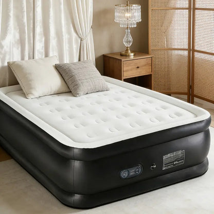 Sweetcrispy Air Mattress with Built-in Pump, 18" Double High Inflatable Bed, 660 lbs Capacity, Non-Slip Bottom, for Camping & Home
